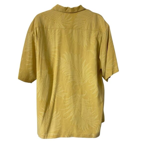 Tommy Bahama Shirt Men's Large Silk Gold Floral Tone on Tone Hawaiian Aloha - Picture 2 of 5